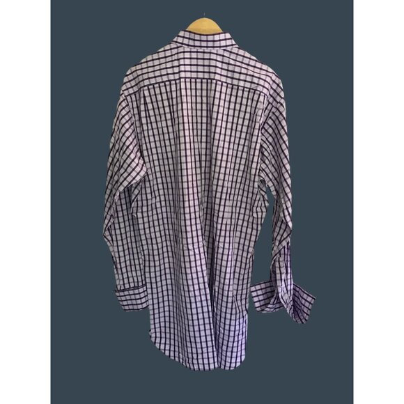 MICHAEL KORS- MENS PURPLE PLAID BUTTON FRONT 100% COTTON SHIRT SIZE NECK 17 TALL - Picture 3 of 7